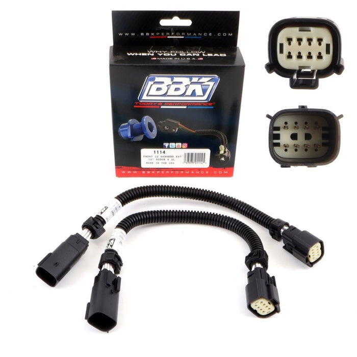 BBK 05-20 Dodge Hellcat 6.2L 6 Pin Front O2 Sensor Wire Harness Extensions 12 (pair) BBK