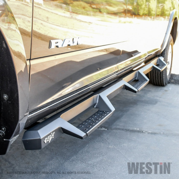 Westin/HDX 19-20 Ram 2500/3500 Crew Cab (8ft Bed) Drop Wheel to Wheel Nerf Step Bars - Txt Black Westin