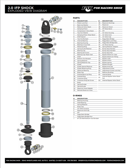 Fox B/O Dia. 0.620 Shaft 1.750 Tlg MCU Black FOX