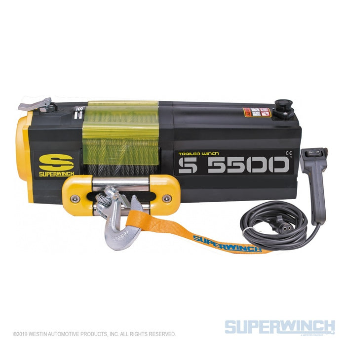 Superwinch 5500 LBS 12V DC 7/32in x 60ft Steel Rope S5500 Winch Superwinch