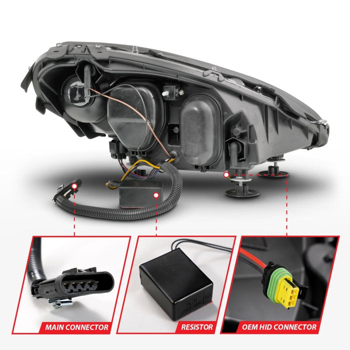 ANZO 05-13 Chevrolet Corvette Projector Headlights w/switchback & Sequential LED - Black Amber ANZO