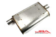 JBA Universal Chambered Style 304SS Muffler 13x9.75x4 2.5in Inlet Diameter Offset/Center JBA
