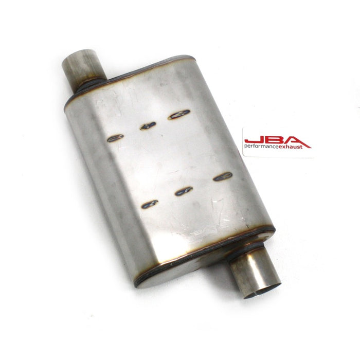 JBA Universal Chambered Style 304SS Muffler 13x9.75x4 2.5in Inlet Diameter Offset/Offset JBA