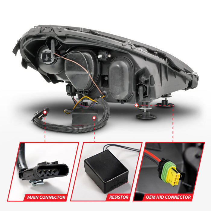 ANZO 05-13 Chevrolet Corvette Projector Headlights w/switchback & Sequential LED - Black Amber ANZO