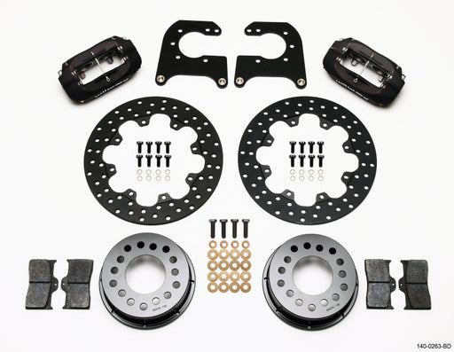 Wilwood Forged Dynalite Rear Drag Kit Drilled Rotor Chev 12 Bolt w C-Clips