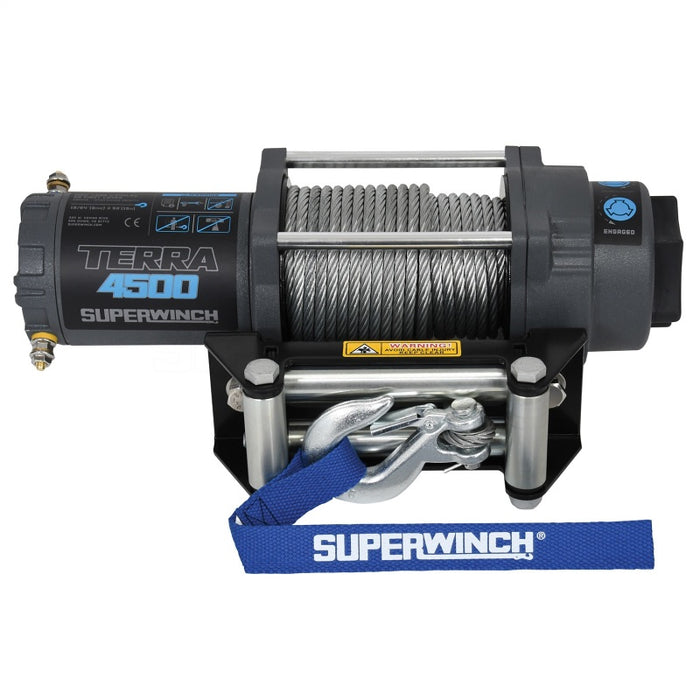Superwinch 4500 LBS 12V DC 15/64in x 50ft Steel Rope Terra 4500 Winch - Gray Wrinkle Superwinch