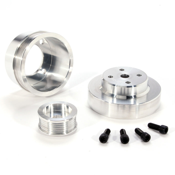 BBK 86-93 Mustang 5.0 Underdrive Pulley Kit - Lightweight CNC Billet Aluminum (3pc) BBK