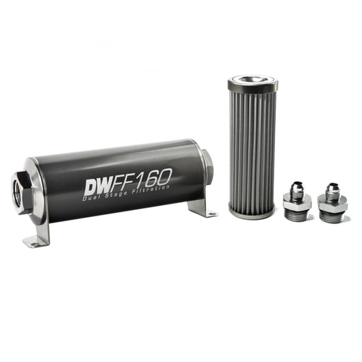 DeatschWerks Stainless Steel 6AN 40 Micron Universal Inline Fuel Filter Housing Kit (160mm) DeatschWerks