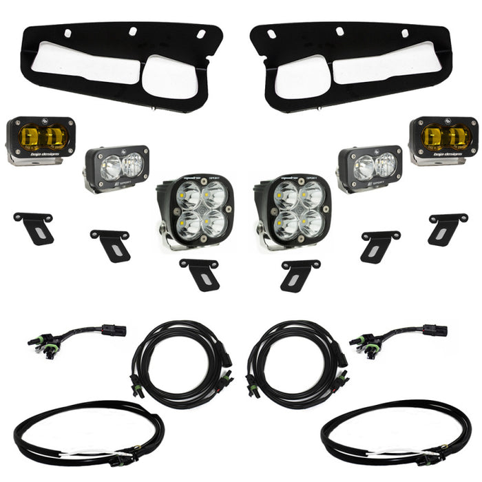 Baja Designs 21-22 Ford Bronco w/Steel Bumper S2 SAE Sportsmen Fog Pkt Light Kit w/Upfitter - Amber Baja Designs