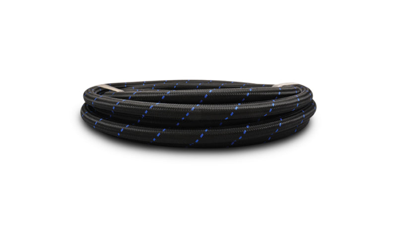 Vibrant -12 AN Two-Tone Black/Blue Nylon Braided Flex Hose (5 foot roll) Vibrant
