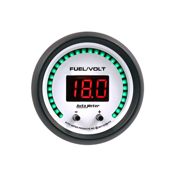 Autometer 52.4mm White Switchable 0-100 Fuel Level/8-18V Voltmeter Phantom Elite Digital Gauge AutoMeter