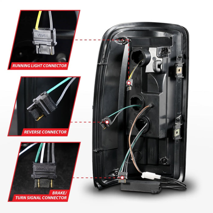 ANZO 00-06 Chevrolet Tahoe / GMC Yukon Full LED Taillights w/ Lightbar Black Housing/Clear Lens ANZO