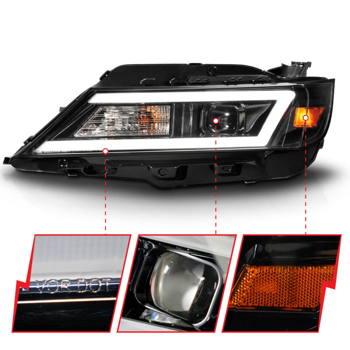 Anzo 14-20 Chevrolet Impala Square Projector LED Bar Headlights w/ Black Housing ANZO