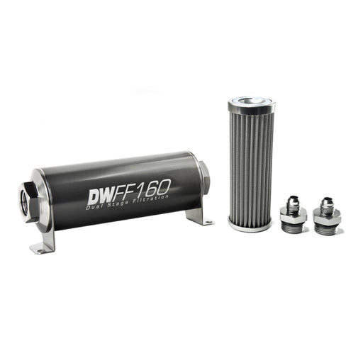 DeatschWerks Stainless Steel 6AN 100 Micron Universal Inline Fuel Filter Housing Kit (160mm) DeatschWerks