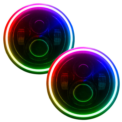 Oracle 7in High Powered LED Headlights - Black Bezel - ColorSHIFT 2.0 SEE WARRANTY ORACLE Lighting