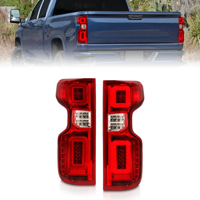 Anzo 19-21 Chevy Silverado Full LED Tailights Chrome Housing Red/Clear Lens G2 (w/C Light Bars) ANZO