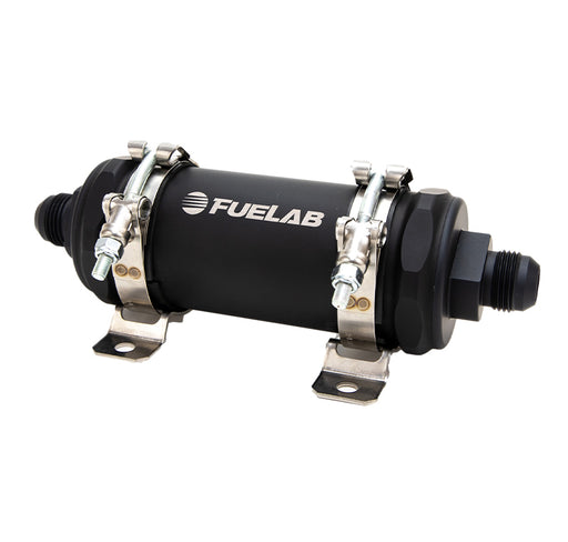 Fuelab PRO Series In-Line Fuel Filter (10gpm) -12AN In/-12AN Out 6 Micron Fiberglass - Matte Black Fuelab