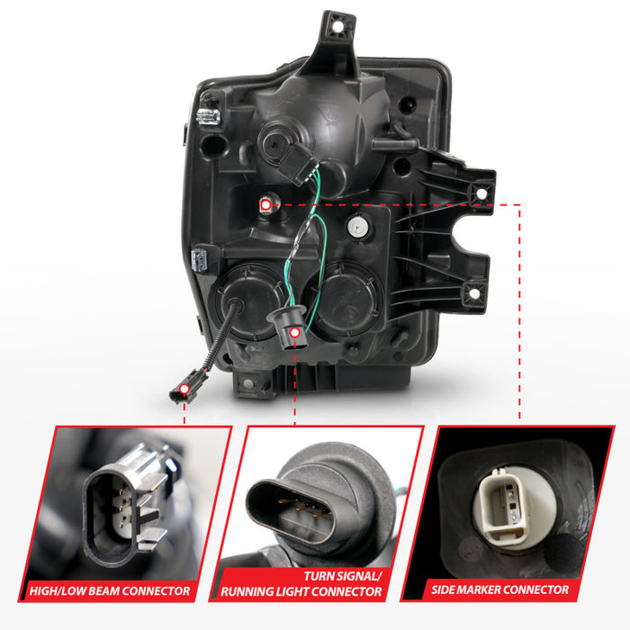 ANZO 08-10 Ford F-250 - F-550 Super Duty Projector Headlights w/ Light Bar Switchback Black Housing ANZO