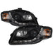 Spyder Audi A4 06-08 Projector Headlights Halogen Model Only - DRL Black PRO-YD-AA405-DRL-BK