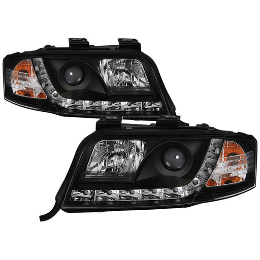 Spyder Audi A6 02-04 Projector Headlights Halogen Model Only - DRL Black PRO-YD-ADA601-DRL-BK