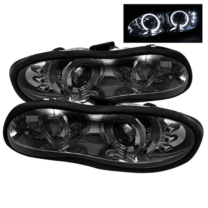 Spyder Chevy Camaro 98-02 Projector Headlights LED Halo LED Smke - Low H1 PRO-YD-CCAM98-HL-SM