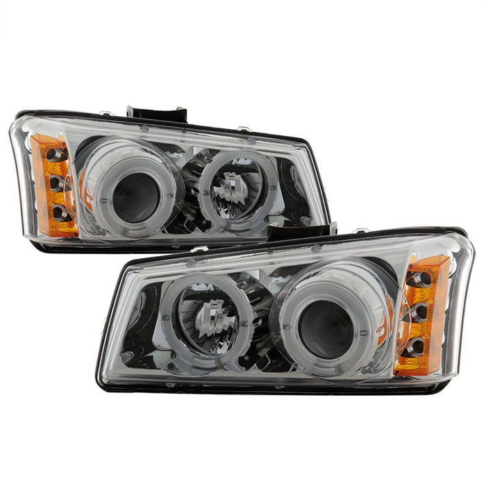 Spyder Chevy Silverado 1500 03-06 Projector Headlights LED Halo LED Ambr Reflctr Ch PRO-YD-CS03-AM-C