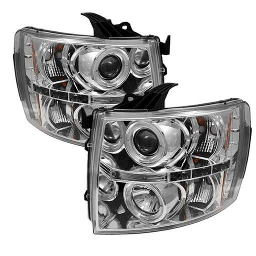 Spyder Chevy Silverado 1500 07-13 Projector Headlights LED Halo LED Chrm PRO-YD-CS07-HL-C