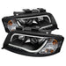 Spyder Audi A6 02-04 Projector Headlights Halogen ModelLight Tube DRL Blk PRO-YD-ADA601-LTDRL-BK