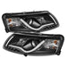 Spyder Audi A6 05-07 Projector Headlights Halogen Light Tube DRL Blk PRO-YD-ADA605-LTDRL-BK