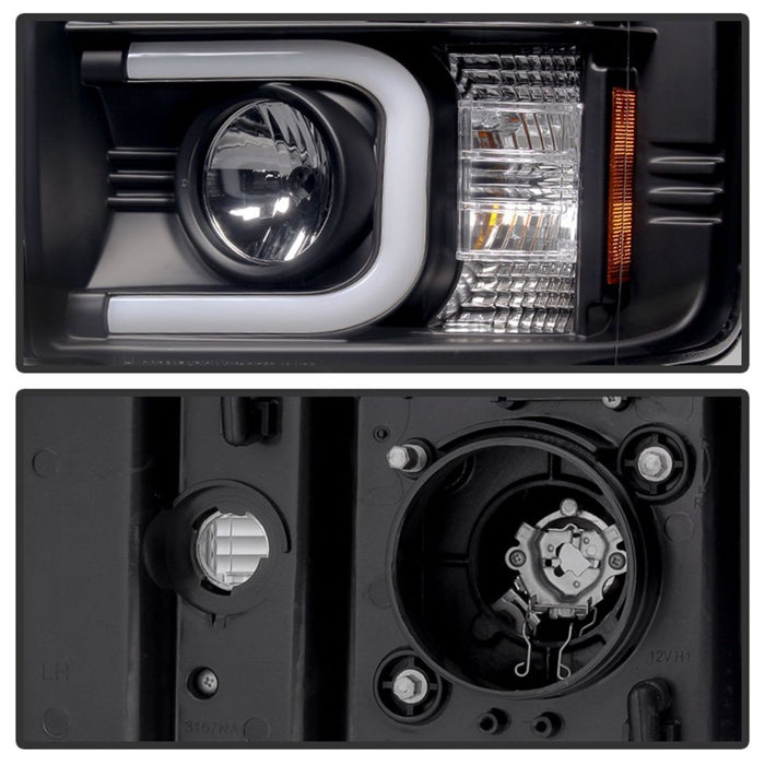 Spyder Chevy Silverado 2014-16 2500 HD Projector Headlights Light Bar DRL Blk PRO-YD-CSHD14-LBDRL-BK