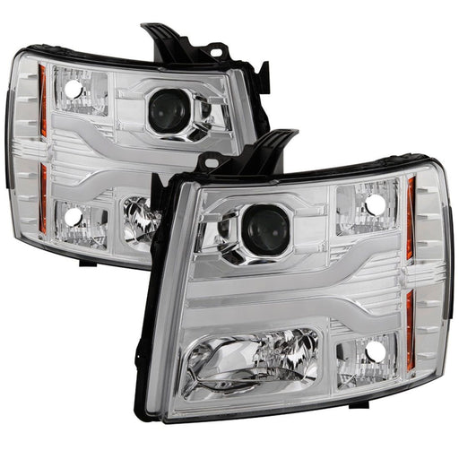 Spyder Chevy Silverado 1500 07-13 Version 3 Projector Headlights - Chrome PRO-YD-CS07V3-LBDRL-C