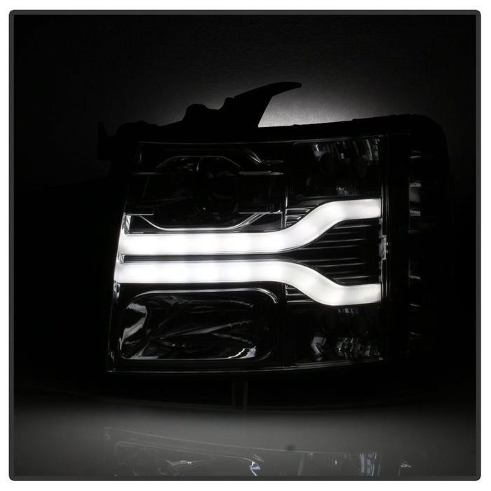 Spyder Chevy Silverado 1500 07-13 Version 3 Projector Headlights - Smoke PRO-YD-CS07V3-LBDRL-SM