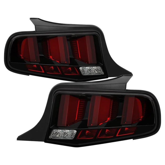 Spyder 10-12 Ford Mustang Red Light Bar LED Sequential Tail Lights - Blk ALT-YD-FM10-RBLED-BK