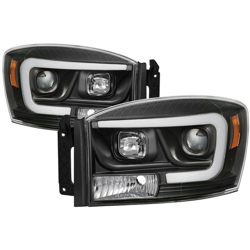 Spyder Dodge Ram 1500 06-08 V2 Projector Headlights - Light Bar DRL - Black (PRO-YD-DR06V2-LB-BK)