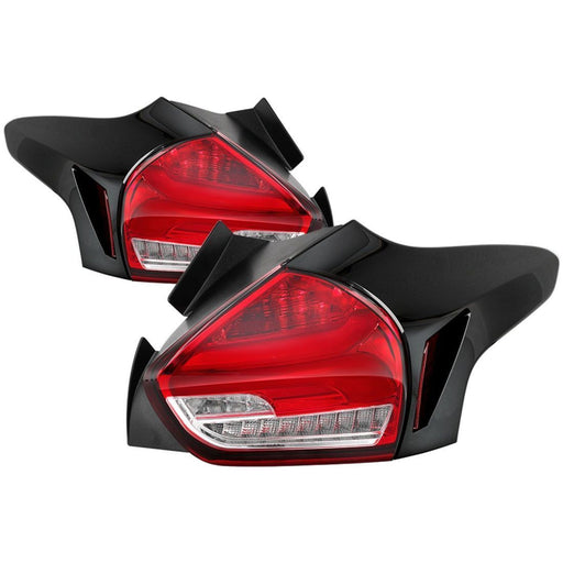 Spyder 15-17 Ford Focus Hatch LED Tail Lights w/Indicator/Reverse - Red Clr (ALT-YD-FF155D-LED-RC)