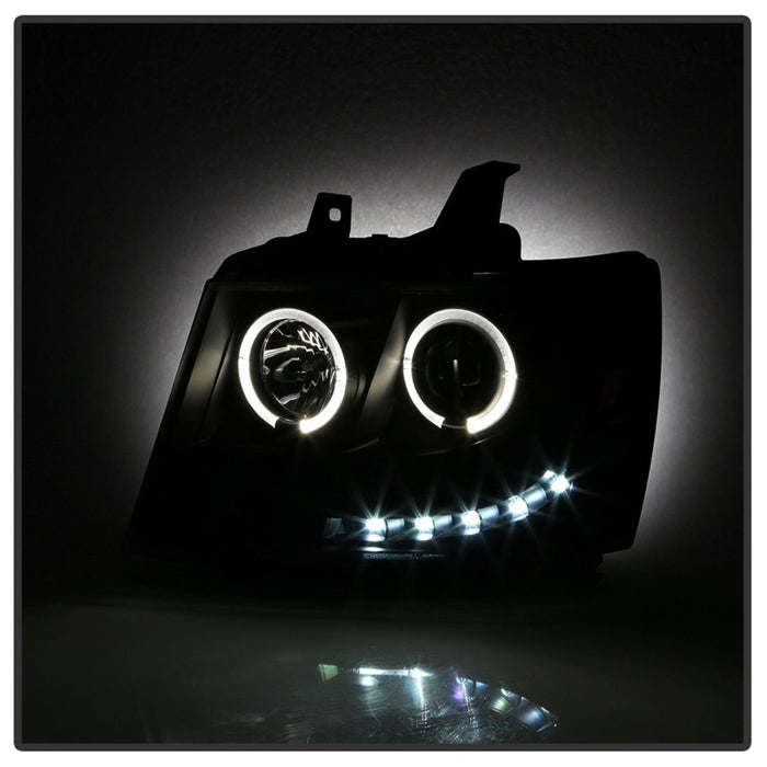 Spyder Chevy Suburban 1500 07-14 Projector Headlights LED Halo LED All Black PRO-YD-CSUB07-HL-BKV2