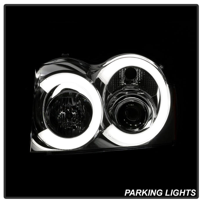 Spyder 05-07 Jeep Grand Cherokee - Light Bar Projector Headlights - Chrome - PRO-YD-JGC05V2-LB-C