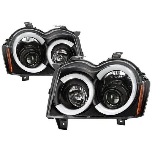 Spyder 05-07 Jeep Grand Cherokee - Light Bar Projector Headlights - Black - PRO-YD-JGC05V2-LB-BK