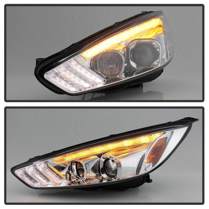 Spyder 15-18 Ford Focus Projector Headlights - Seq Turn Light Bar - Chrome PRO-YD-FF15-LBSEQ-C