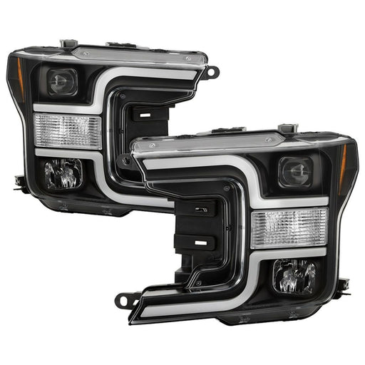 Spyder 18-19 Ford F-150 Projector Headlights - Halogen Model Only - Black PRO-YD-FF15018-LB-BK