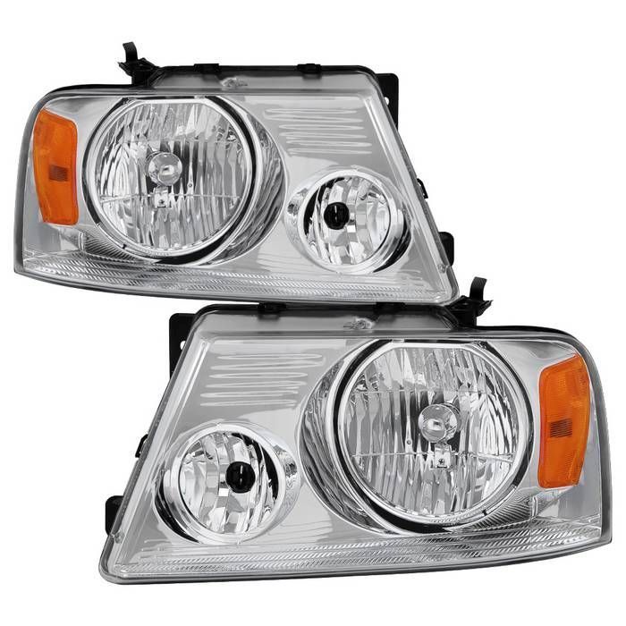 Xtune Ford F150 04-08 Amber Crystal Headlights Chrome HD-JH-FF15004-AM-C