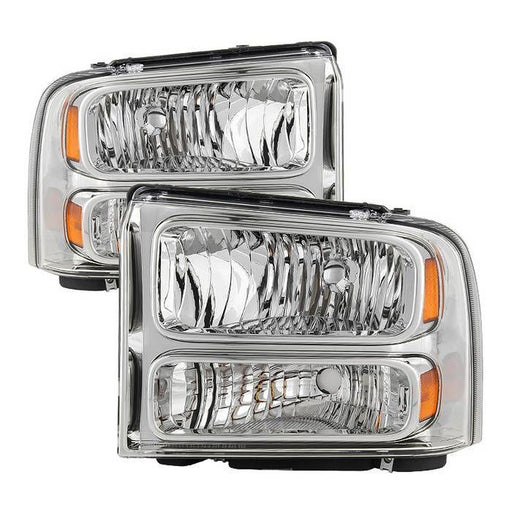 Xtune Ford F250 F350 F450 Superduty Excursion 99-04 Headlights Chrome HD-JH-FF25099-HA-C