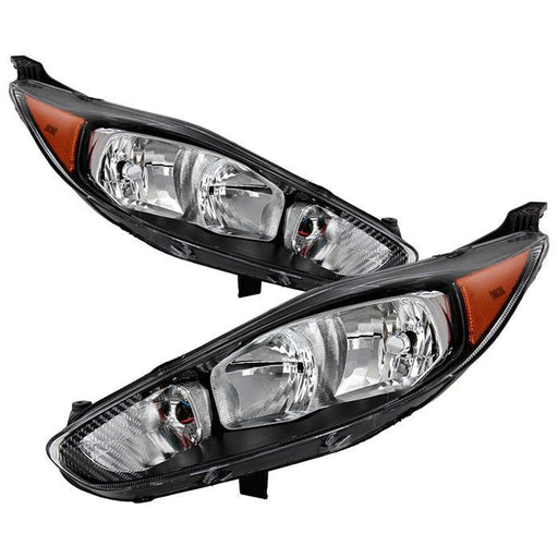 Xtune Ford Fiesta 14-18 Halogen OE Headlights Black HD-JH-FFIE14-BK-SET