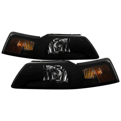 Xtune Ford MUStang 99-04 OEM Amber Headlights Black Smoked HD-JH-FM99-AM-BSM