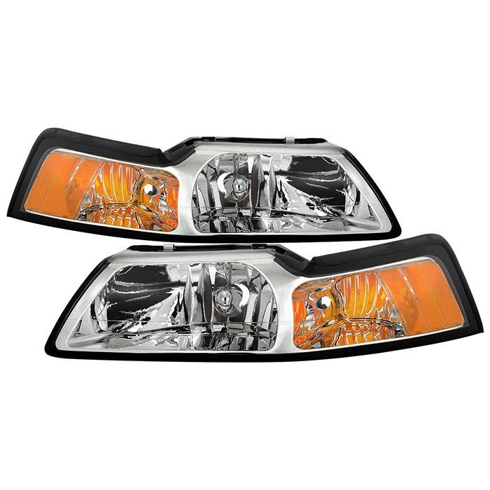 Xtune Ford MUStang 99-04 Amber Crystal Headlights Chrome HD-JH-FM99-AM-C