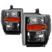 Xtune Ford F250/350/450 Super Duty 08-10 OEM Headlights Black HD-JH-FS08-AM-BK