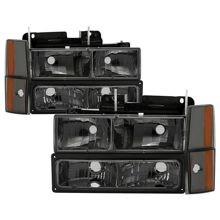 Xtune GMC Yukon 92-93 Crystal Headlights w/ Corner & Bumper Smoke HD-JH-GMCCK88-AM-SM-SET