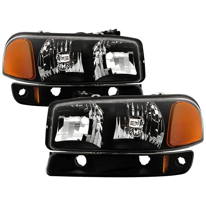 xTune GMC Sierra 99-06 /Yukon 00-06 Crystal Headlights & Bumper Lights - Black HD-JH-GS99-AM-SET-BK