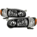 Xtune Toyota Corolla 01-02 Crystal Headlights w/ Amber Corner Lights Black HD-JH-TC01-AM-BK