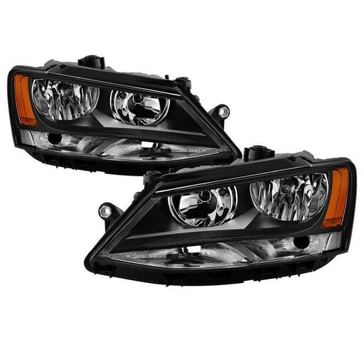 Xtune Volkswagen Jetta 11-14 Amber Crystal Headlights Black HD-JH-VJ11-AM-BK